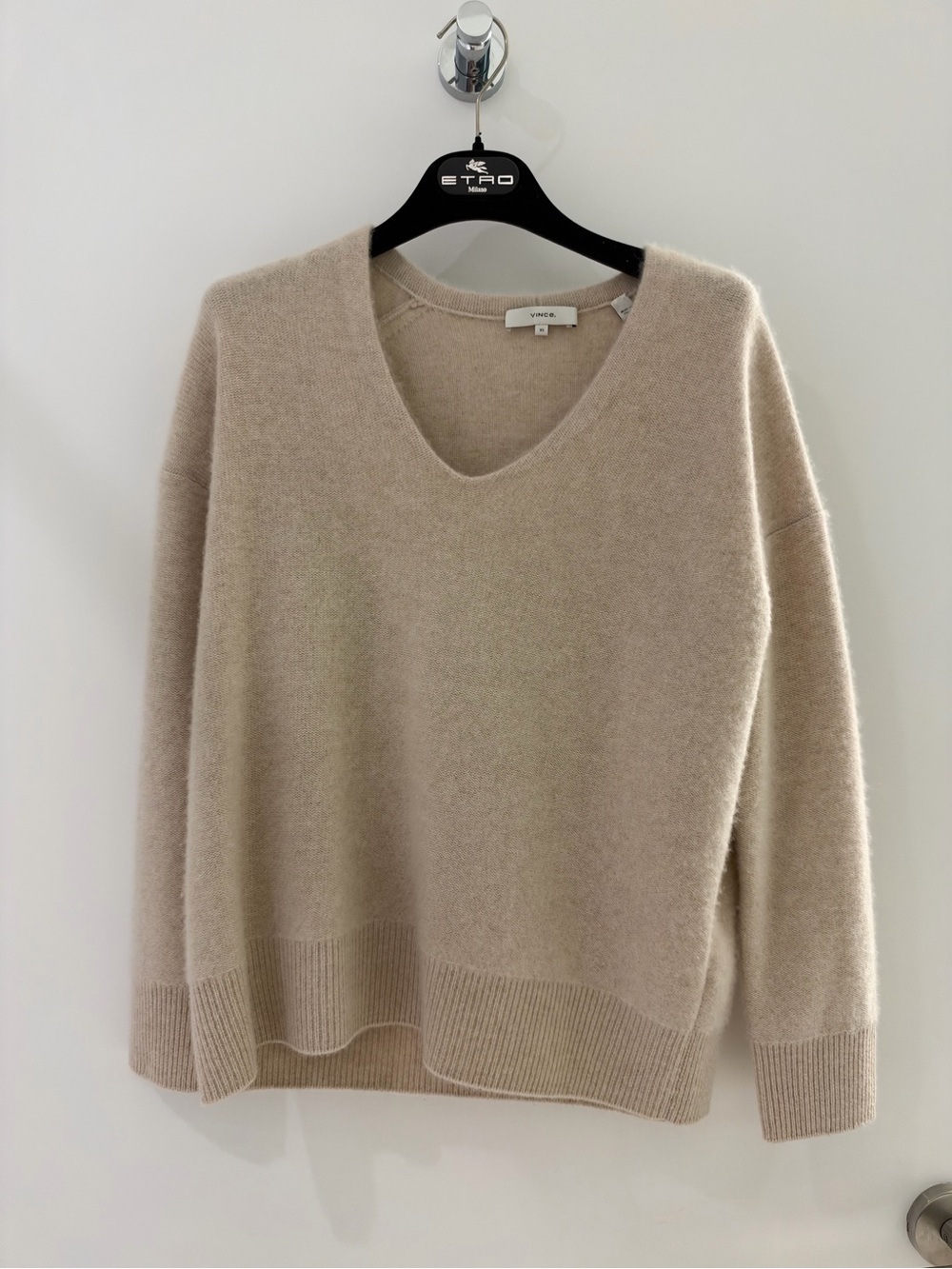 Vince Women's V-Neck Sweater — Light Beige